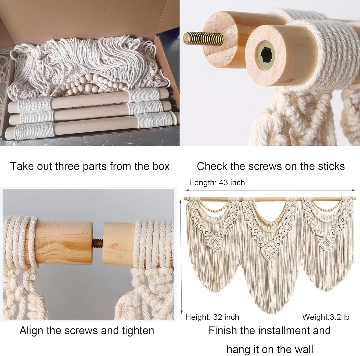 Настенный большой - Декор в стиле бохо - большое искусство - Декор гостиной - Гобелен из макраме Декор в стиле бохо для спальни