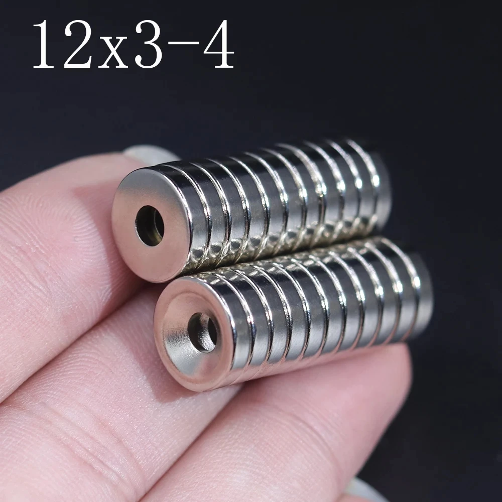 10/20/50Pcs 12x3-4 hole Neodymium Magnet 12mm x 3mm - 4mm N35 NdFeB Round Super Powerful Strong Permanent Magnetic imanes