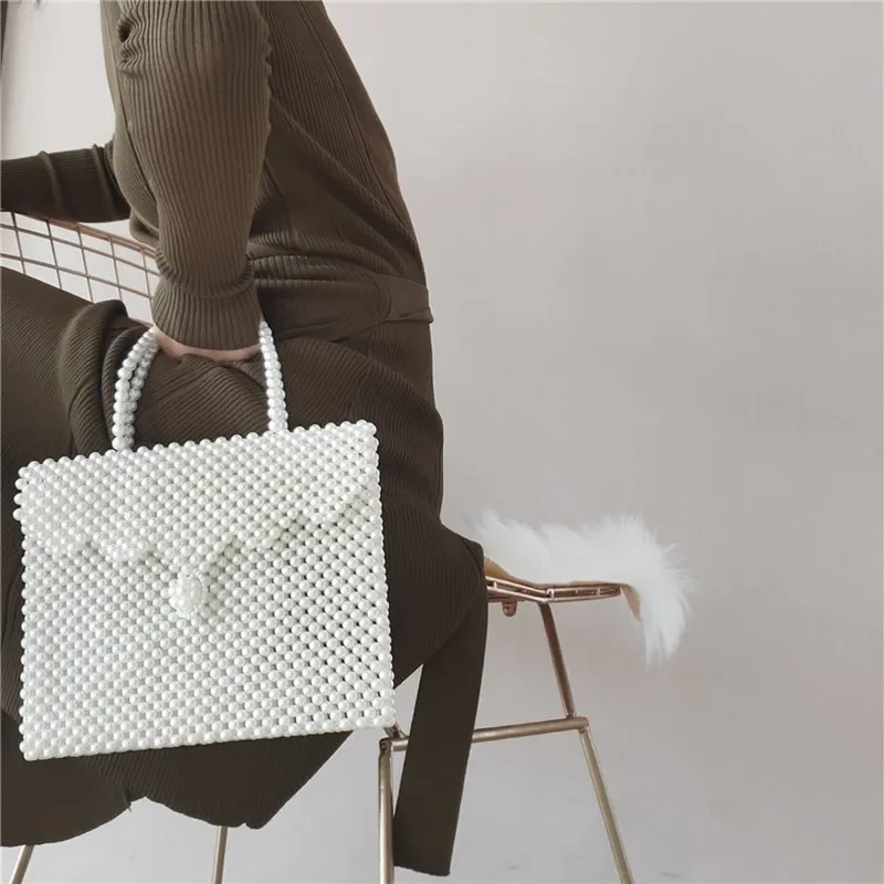 

Литературная Женская сумочка с жемчугом в стиле ретро, индивидуальная цветная плетеная Большая Ручная Сумка-конверт для женщин 2024