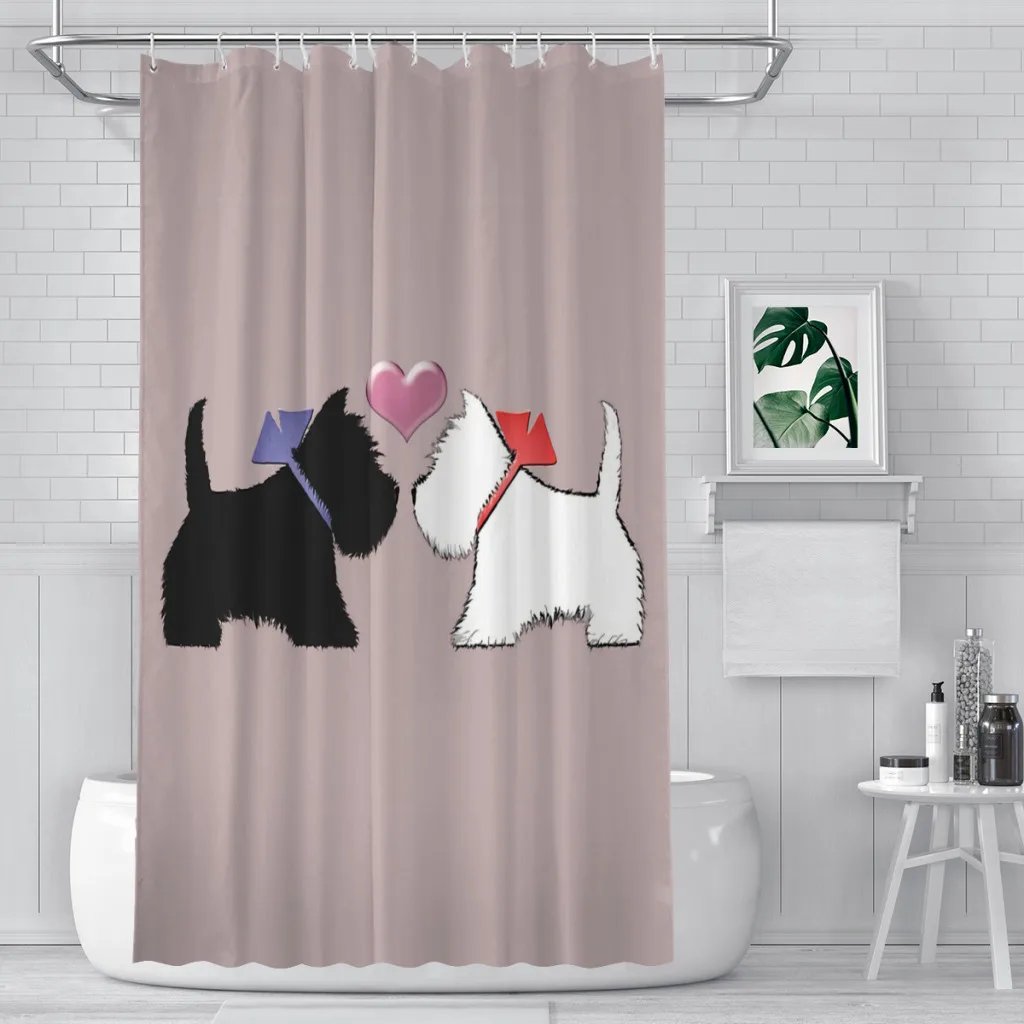 Westie Scotty Art Bathroom Shower Curtains Dog Waterproof Partition Curtain Funny Home Decor Accessories