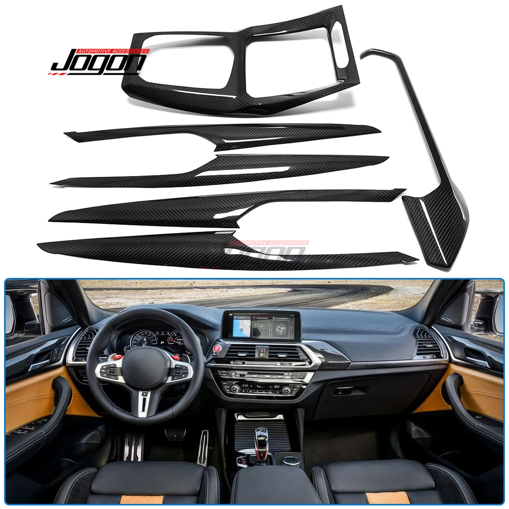 6PCS LHD Real Carbon Fiber Car Instrument Panel Central Control Storage Box Gear Shift Door Cover Trim For BMW X3 G01 2022 2023