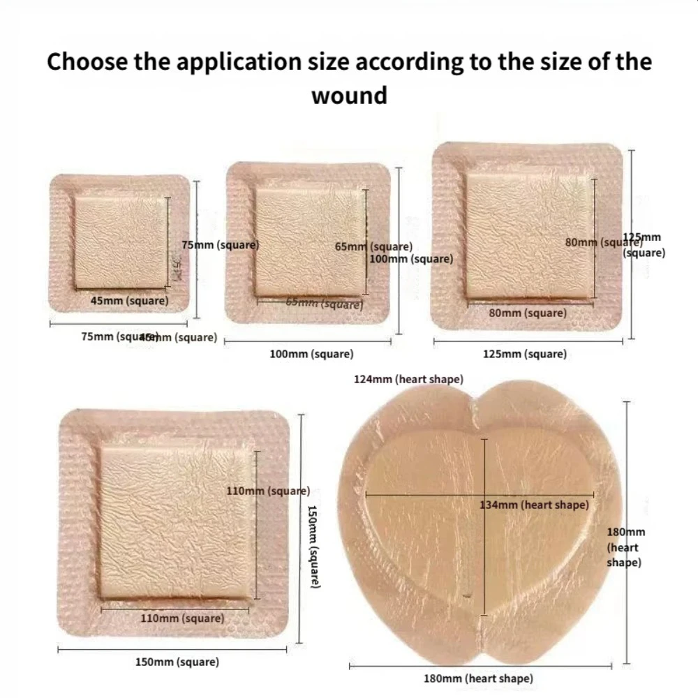 10pcs Silicone Foam Dressing ,Waterproof Dressing Wound Bedsore Patch Sterile Patch for Pressure Ulcer Individual Package