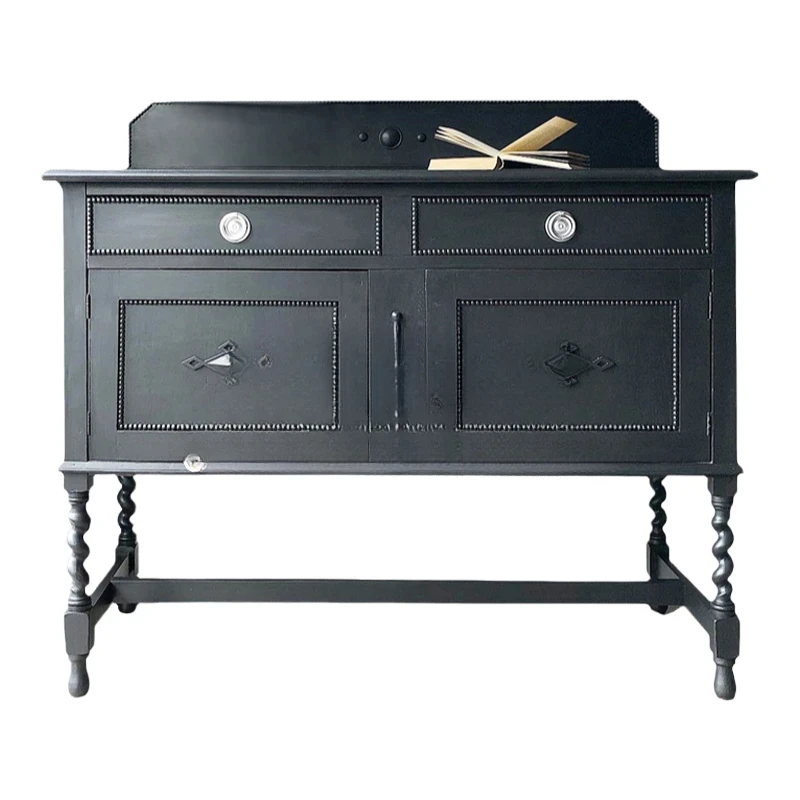 

Black Solid Wood Locker/Neoclassical Chest of Drawers/Multifunctional Storage Cabinet/Entrance Cabinet/