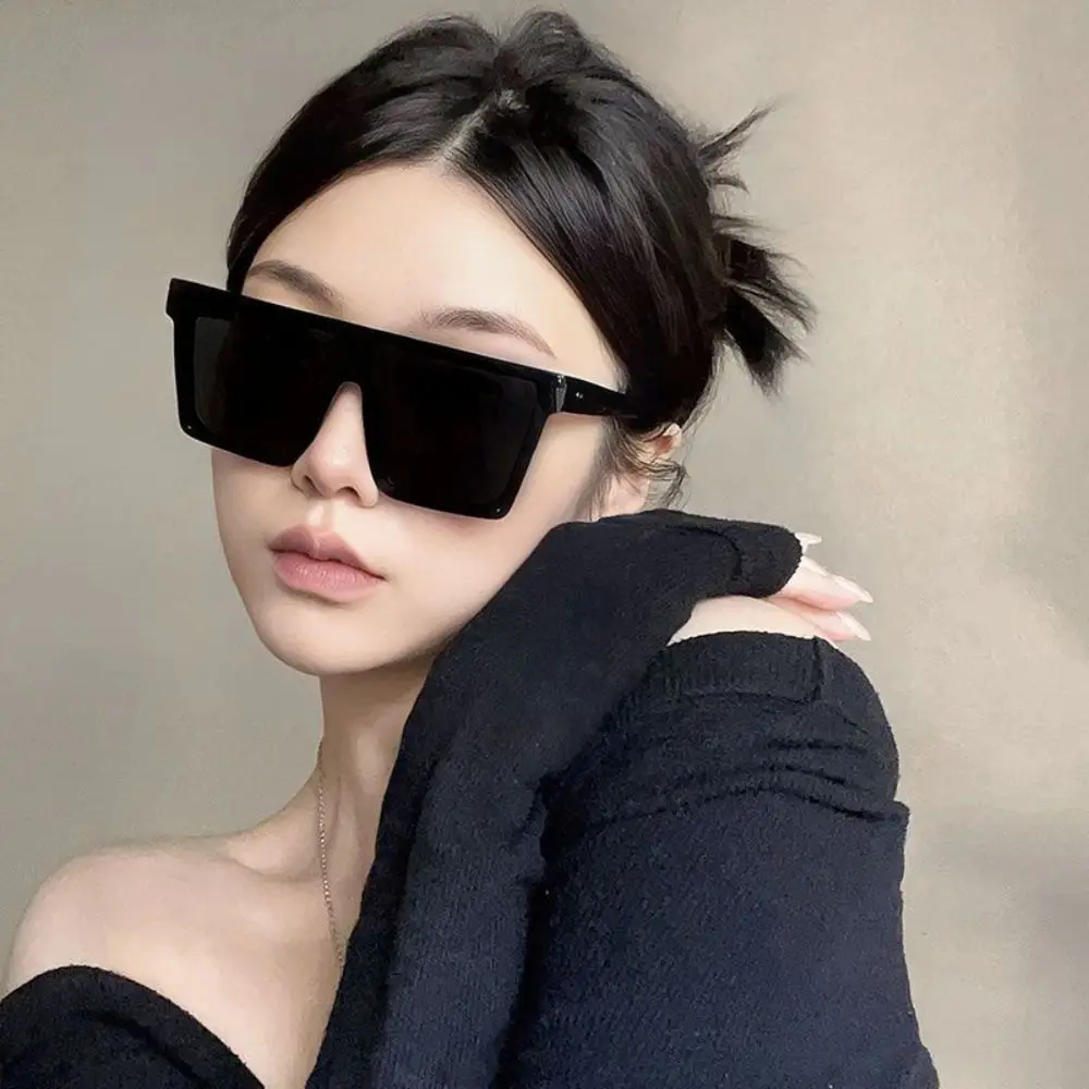 Fashion Square Oversized Sunglasses for Women Men UV400 Protection Flat Top Sun Glasses Big Frame Shades Cool Driving Glasses