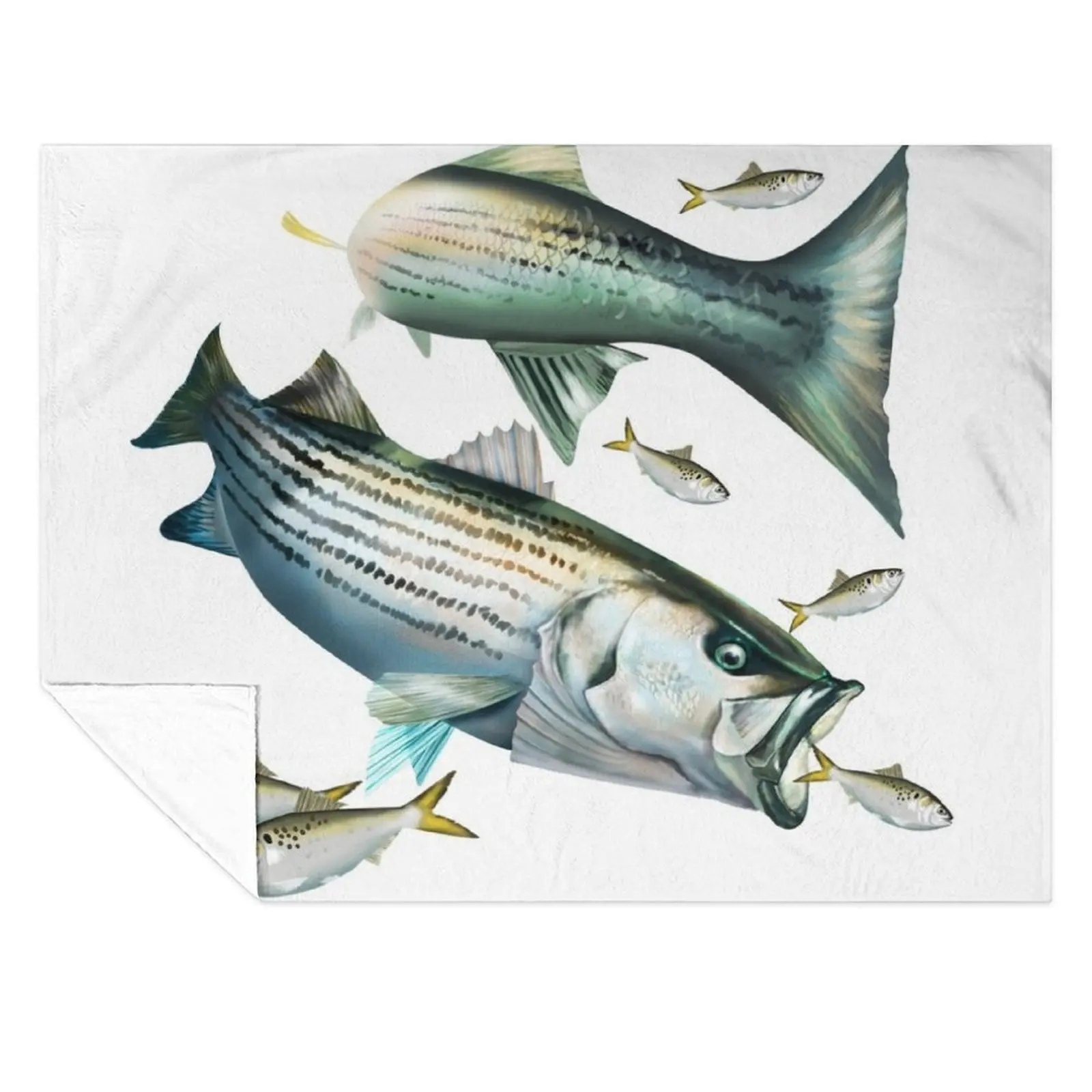 

Striped Bass Chasing Menhaden Throw Blanket Warm Flannel Fabric Sofas Blankets
