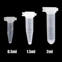 100Pcs 0.5ml/1.5ml/2ml Micro Centrifuge Tube with Cap Sample Vial Container Test Tube Transparent Plastic Tube Lab Instrument