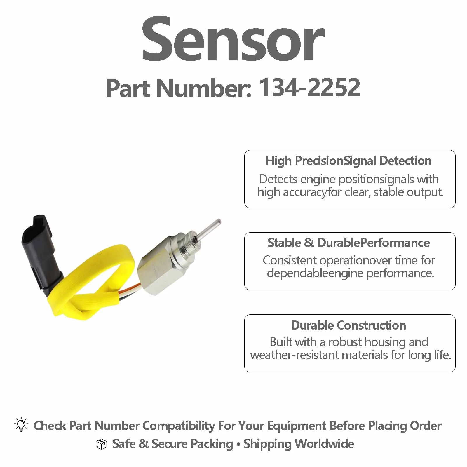 134-2252 Temperature sensor For Caterpillar CAT 3406C Engines - Industrial