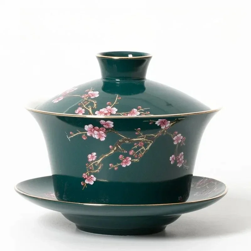 

300ml Gaiwan Chinese Cha Tea Cup Dehua County Porcelain Sets Tea Bowl Mug Soup Tureen Ceramics Office Accessories Kung Fu Chhai