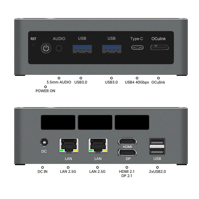 AMD Ryzen 9 8945HS 7940HS R7 8745HS ventilador Mini PC Windows11 64G DDR5 1TB NVME Wifi6E BT5.3 ordenador de bolsillo DP HD 2 * LAN RJ45
