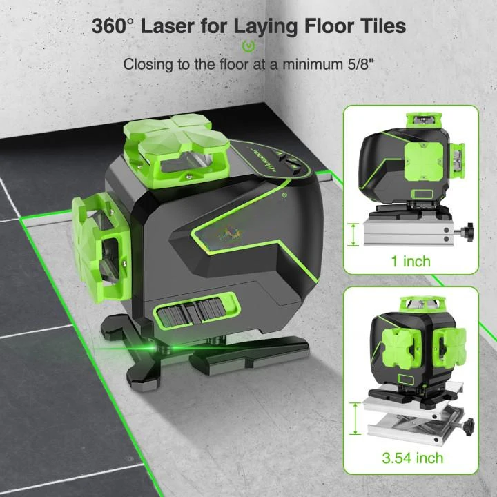 Huepar S04CG-L Laser Level 360 16 Lines 4D Green Horizontal Vertical Cross Line With Carrying Case