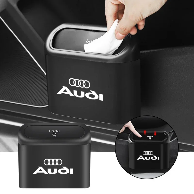 Car Trash Can Garbage Dustbin Storage Box For Audi A3 A4 A6 A5 Q5 A1 Q7 Q3 Q2 Q8 A7 A8 TT S5 S6 S7 S8 RS3 RS4 S3 S4 RS5 RS6 RS7