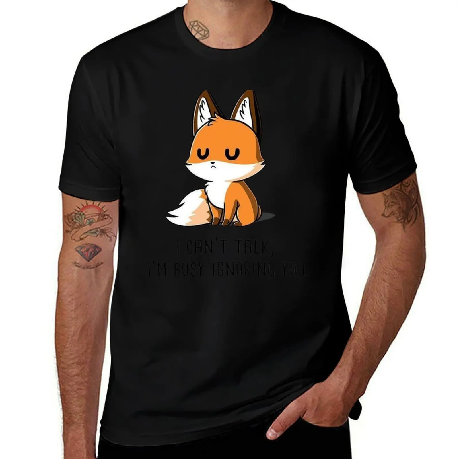 

I CAN'T TALK, I'M BUSY IGNORING YOU. Drawing fox T-Shirt Casual Streetwear Short Sleeve Tee