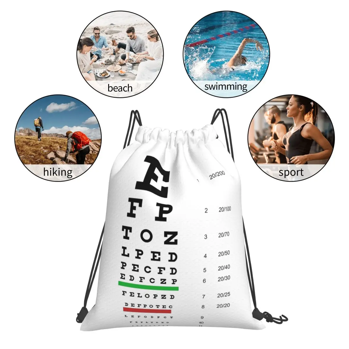 Geek Snellen Eye Test Letter Chart Ophthalmologists Backpacks Portable Drawstring Bags Sundries Bag Book Bags For Travel School