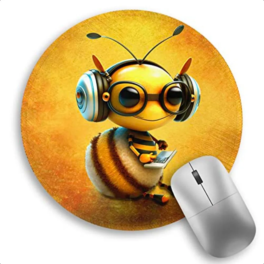 

Маленький коврик для мыши Bee, милые круглые коврики для мыши для стола, путешествий, мини-коврик для мыши с нескользящей резиновой основой, портативные коврики для мыши для Wirel C