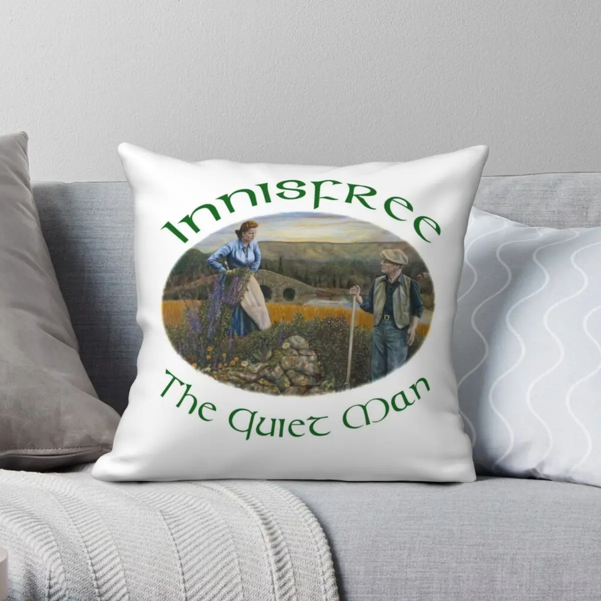 Innisfree 'The Quiet Man Pillowcase Polyester Linen Velvet Pattern Zip Decor Car Cushion Cover 45x45