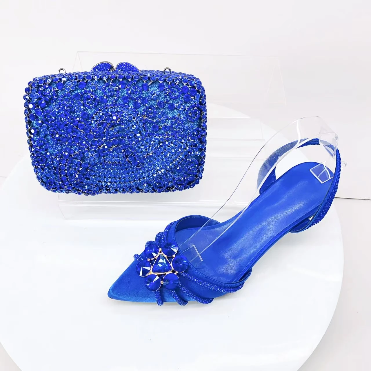 Women's Clutch Bag and Shoes Fairy Diamond High Heels Stylish Dress Shoes Pointed Toe Stiletto Heels Elegant Party Wedding Shoes