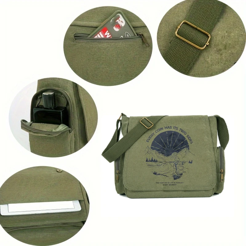 حقيبة كتف كلاسيكية للرجال من القماش مطبوع عليها حروف ذات سعة كبيرة حقيبة ساعي البريد للسفر حقيبة كروس #4