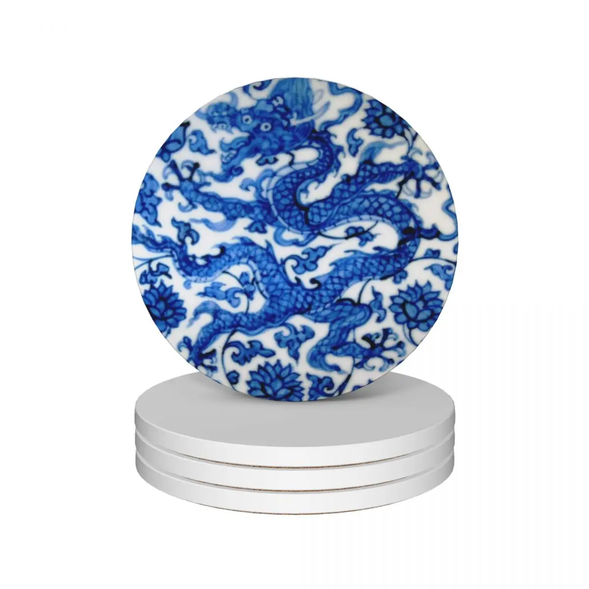 

Blue Dragon Ceramic Coasters (Set of 4) Cup for tea ceramic eat table personalize Coasters