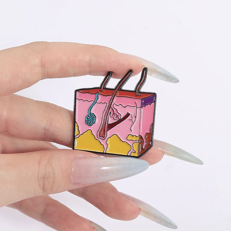 الجلد الجلد المينا دبابيس التشريح ودبابيس الخلية على ظهره شارات التلبيب هدايا مجوهرات مضحكة لعالم الطبيب