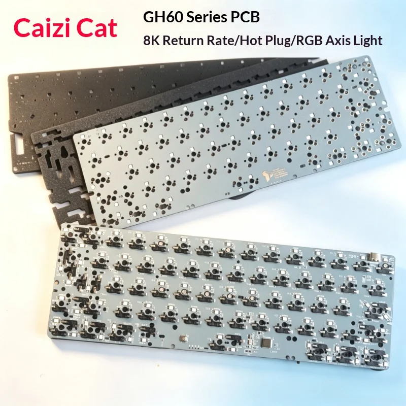 GH60 Keyboard PCB Customized Wired Single Mode Hot Swap RGB VIA 8K Return Rate MX Mechanical Switch Keyboard Accessories DIY