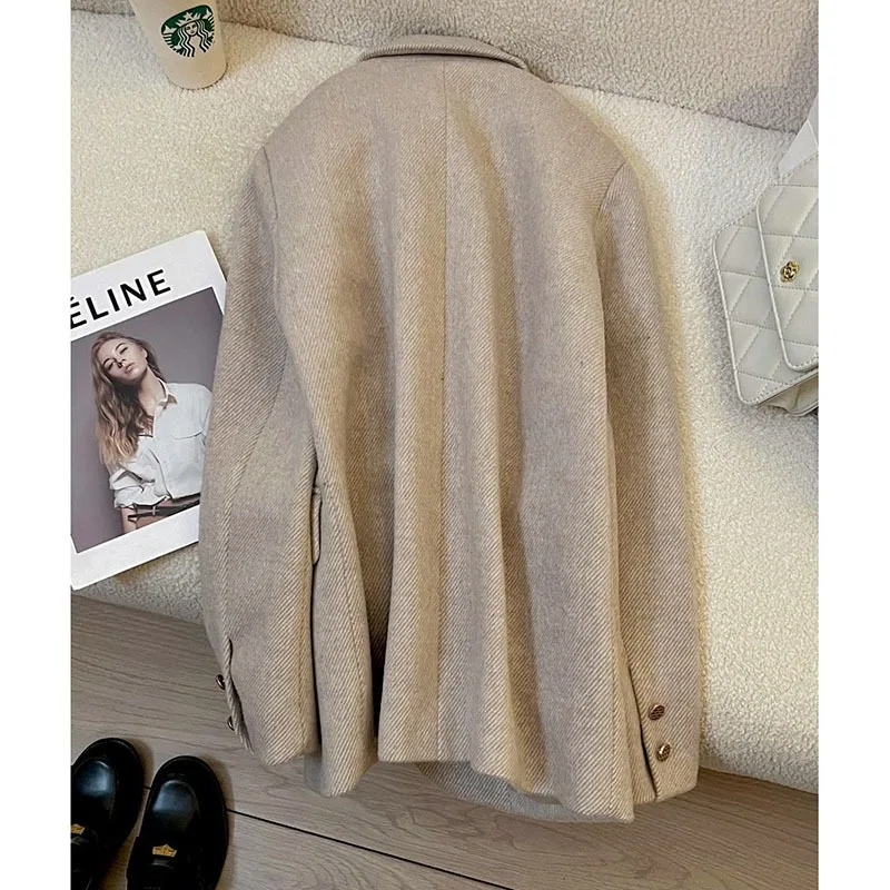 2026 عالية الجودة الصوفية البدلة سترة المرأة الجديدة الخريف الشتاء السترة معطف الإناث مزاجه مكتب كل مباراة بدلة نسائية القمم