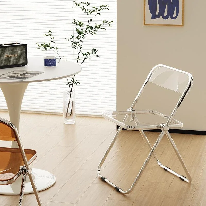 Transparent Folding Chair Modern Minimalist Acrylic Plastic Crystal Designer Interior Furniture Chair