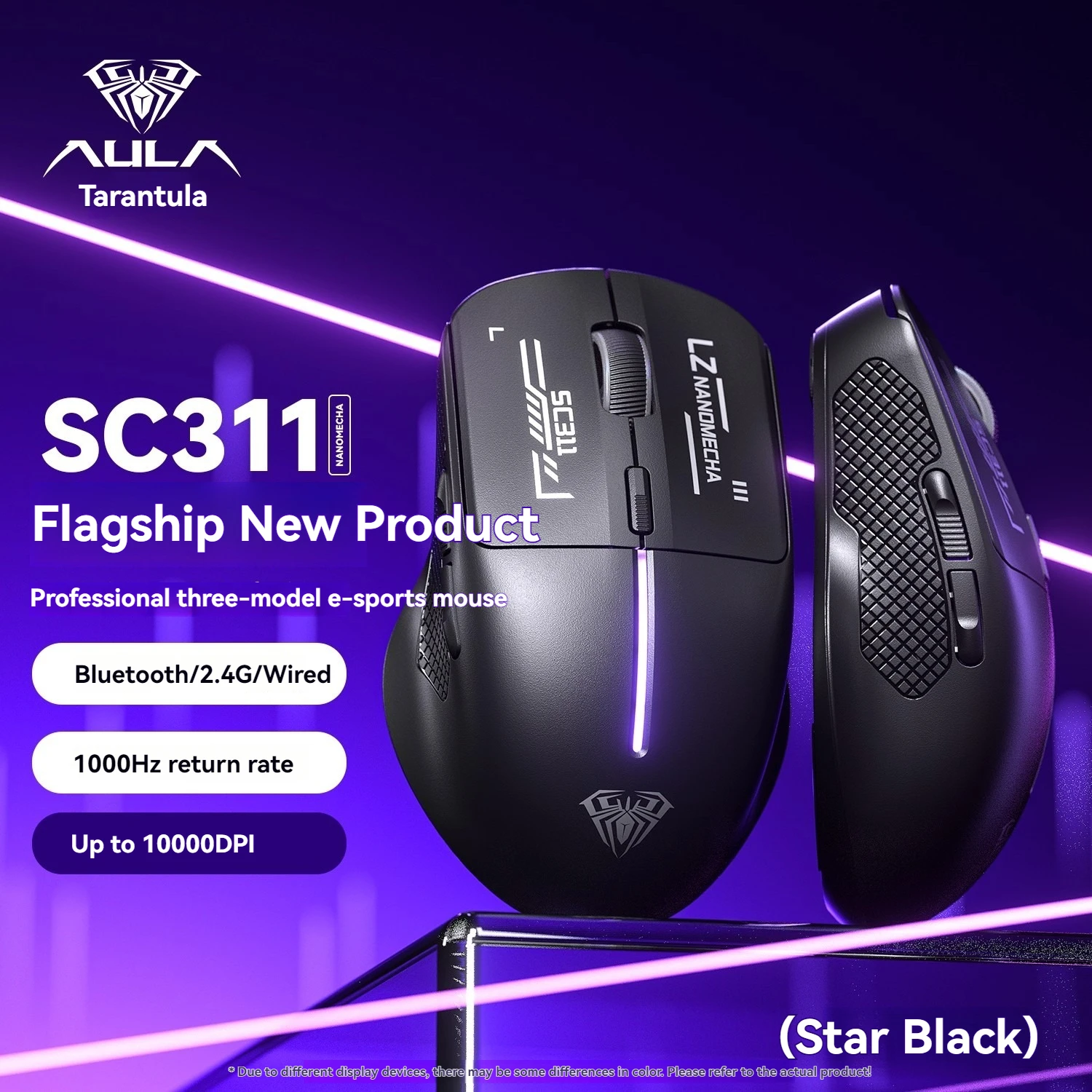 

Aula SC311 Mouse Wireless/Wired 3-Mode 2.4G Mouse Lightweight Design 1k hz 10000DPI RGB Backlight Desktop Gaming/Offce Mouse