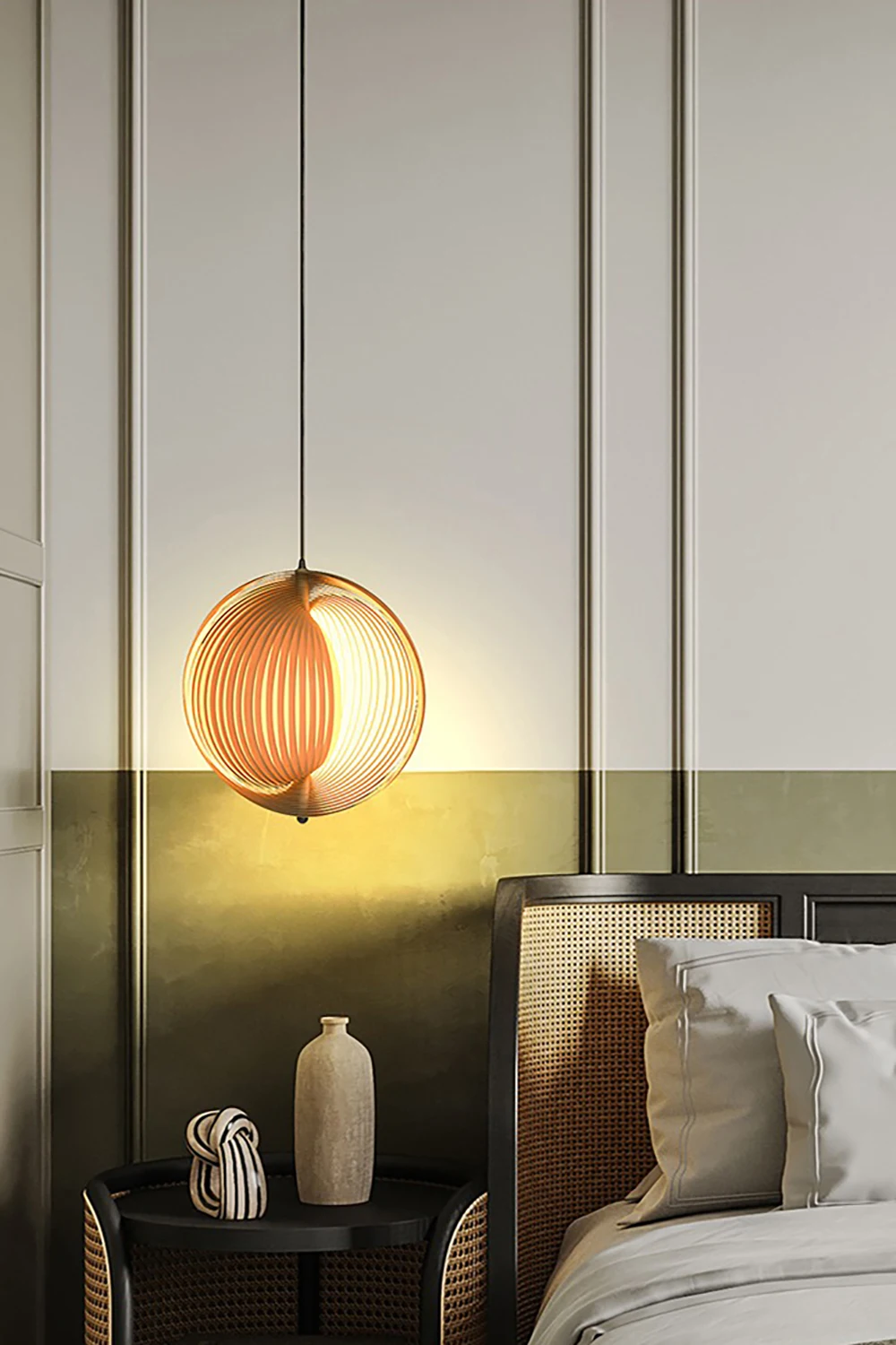 Bohemian Veneer Chandelier Hanging Orb Pendant Light Long Ceiling Lamp For Bedroom Bar Loft Kitchen Island Hotel Lobby