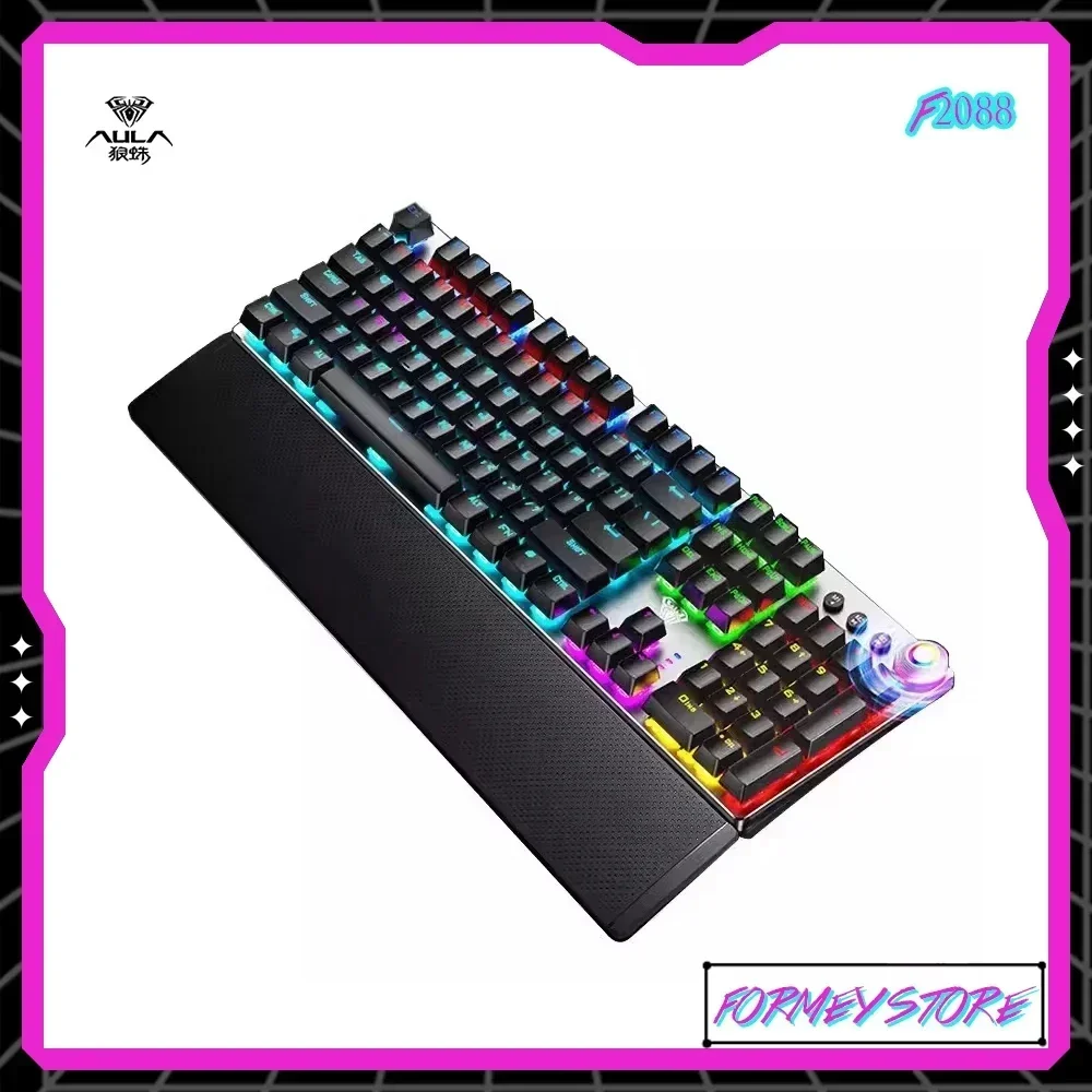 AULA F2088 Programmable Macro Keyboards Wired Mechanical Keyboard Anti-ghosting Switch RGB Light Customized Esport Accessories