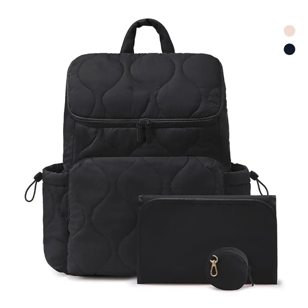 Waterproof Diaper Bag Backpack 3 in 1 U-Shaped Opening Changing Bag Quilted Multi-Pockets Diaper Backpack Stroller Outings