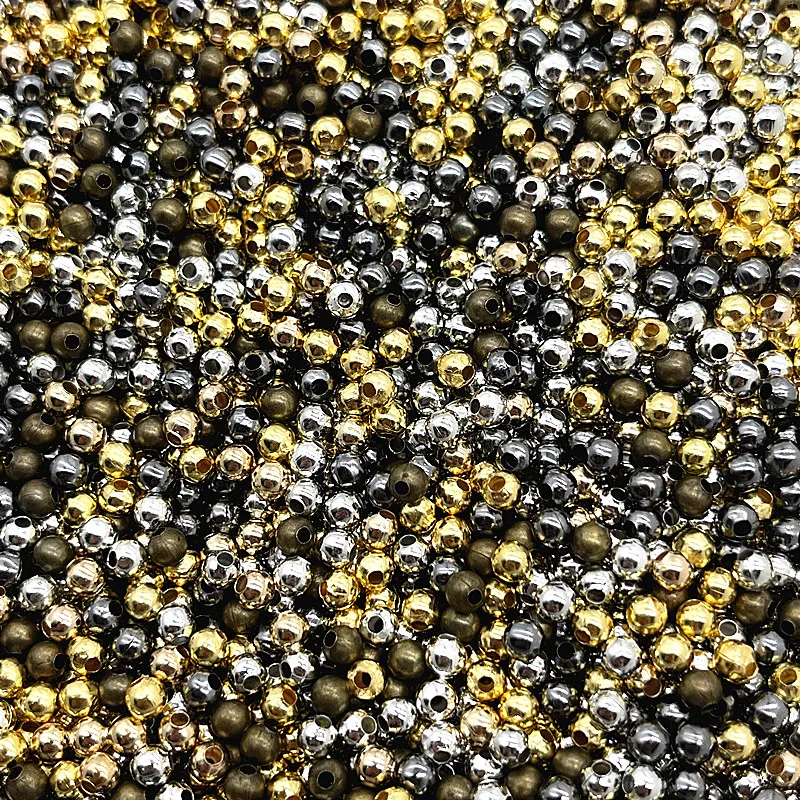 3/4/5/6/8mm Plating Gold/Silver/Bronze Metal Beads Smooth Ball Spacer Beads for Jewelry Making Diy Handmade Clothing Accessories