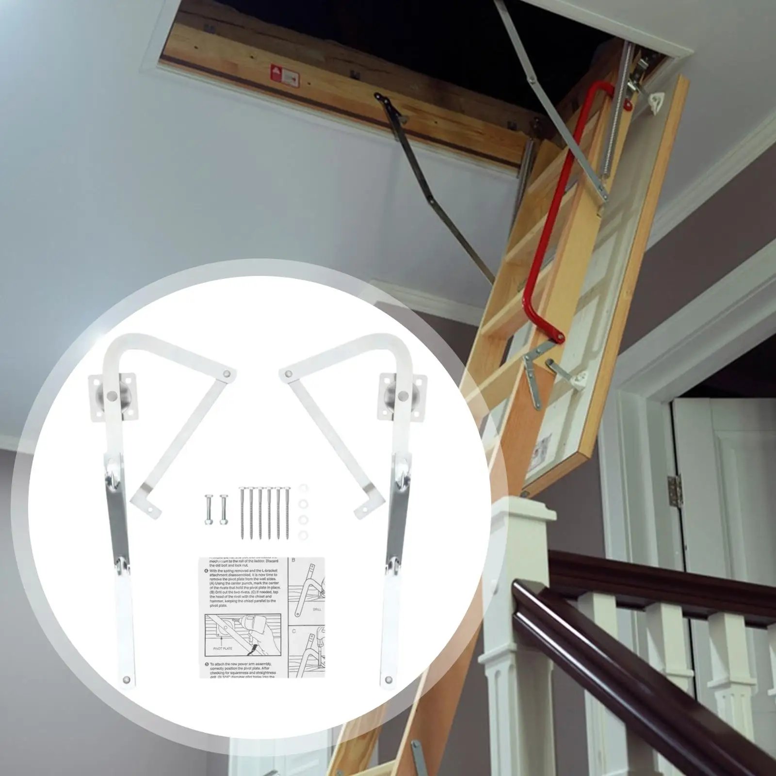Bild 5: Verzinkte Dachbodenleiter-Scharnierarme, Robustes Ersatzkit, Einfache Installation, Hardware für Werner Mk5 WU2210 W2208 Dachbodenleiter-Teile
