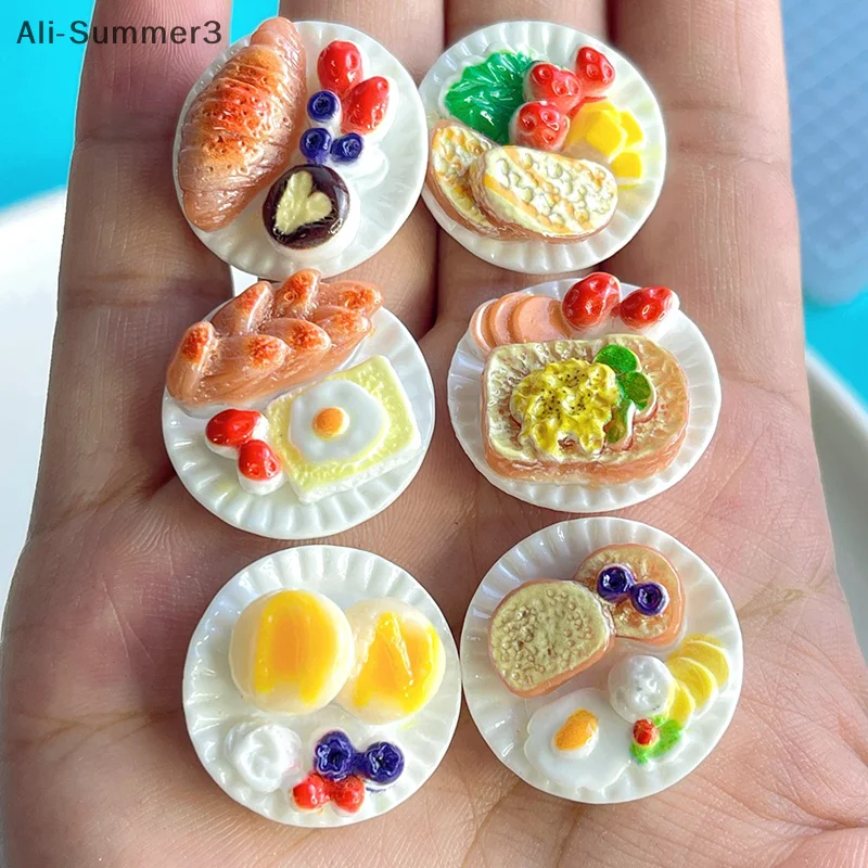 

6pcs/Set Doll House Scene Ornaments DIY Miniature Landscape Fairy Garden Decors Accessories Dollhouse Mini Dim Sum Platter