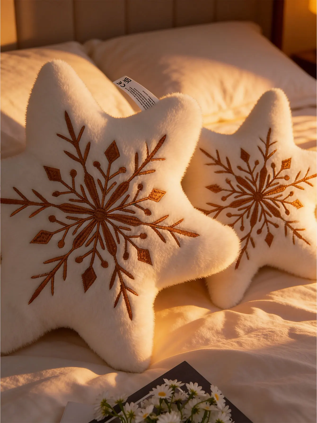 

1 шт. 38 см/14,96 дюйма плюшевая игрушка-снежинка, мягкая 3D-подушка, декор для дома в стиле зимних праздников, вдохновленный природой