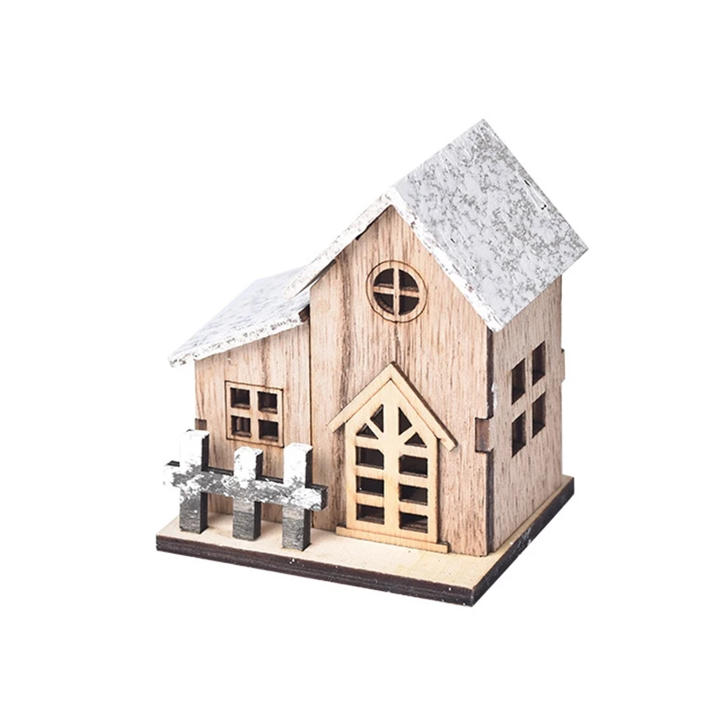 Decoración de Casa de pueblo de Navidad, decoración rústica de madera con luz, linterna de Navidad, colección de pueblo, adornos navideños duraderos