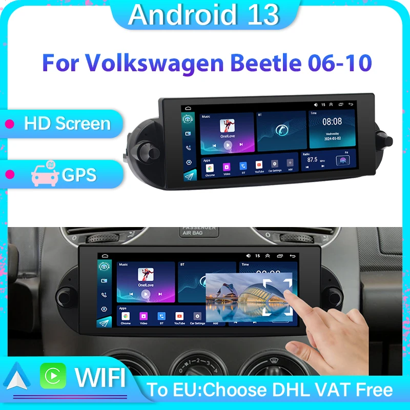 

Carplay Auto Stereo Android 13 Universal For Volkswagen VW Beetle 2006 - 2010 Car Radio Multimedia Player GPS Navigation Host