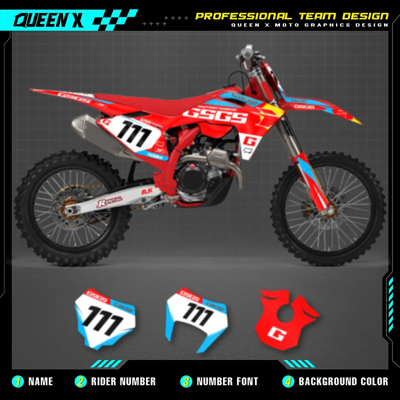 

Queen X MOTOR Custom Team Graphics Backgrounds Decals For 3M Stickers Kit For GASGAS GAS GAS 2024 2025 2026 EC MC 004