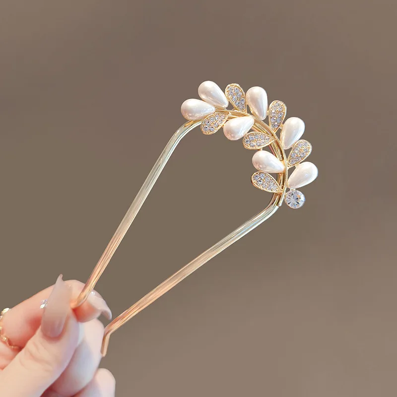 Fashion Hairpins U-shaped Metal Shell Hair Clip Pins Women Girls Hair Sticks Bun Maker Hair Styling Accessories