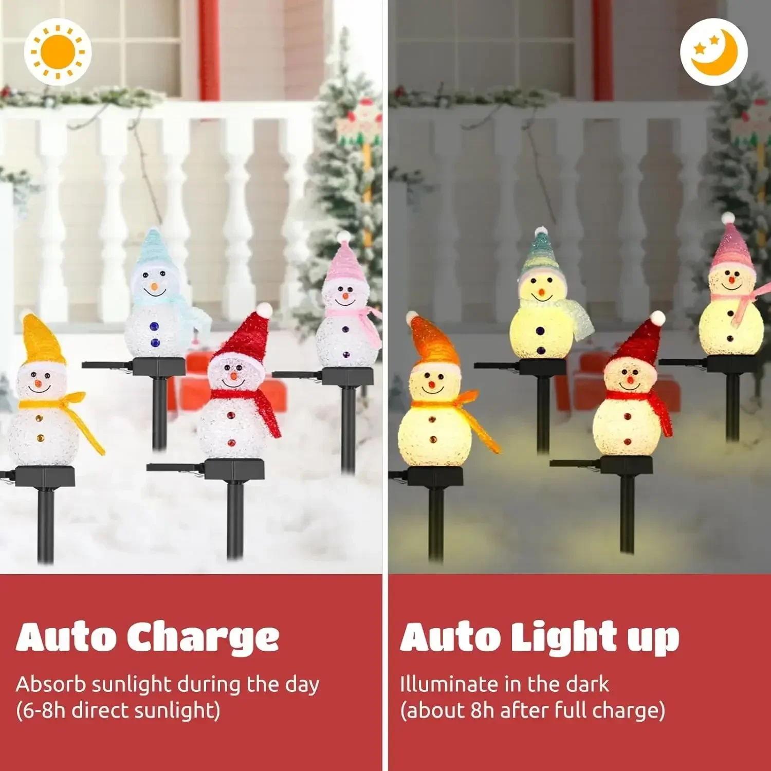 Solar Snowman Lawn Light,Outdoor Christmas LED Stake Lamp,Waterproof Garden Landscape Decoration,Yard Pathway Lighting,Holiday