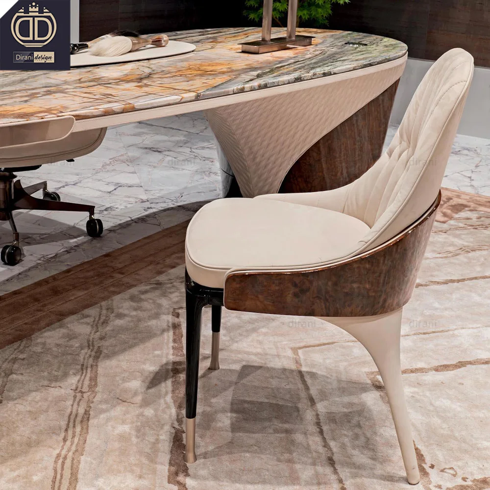 High End Office Table Set Leather Marble Modern Luxury Office Table And Chair Set For Home Office Room