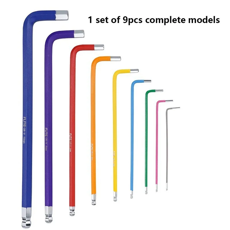 9Pcs Color Industrial Ball End Hex Key Set CR-V Steel Hardened L-Shaped Allen Wrenches For Automotive Machinery Torque Wrench