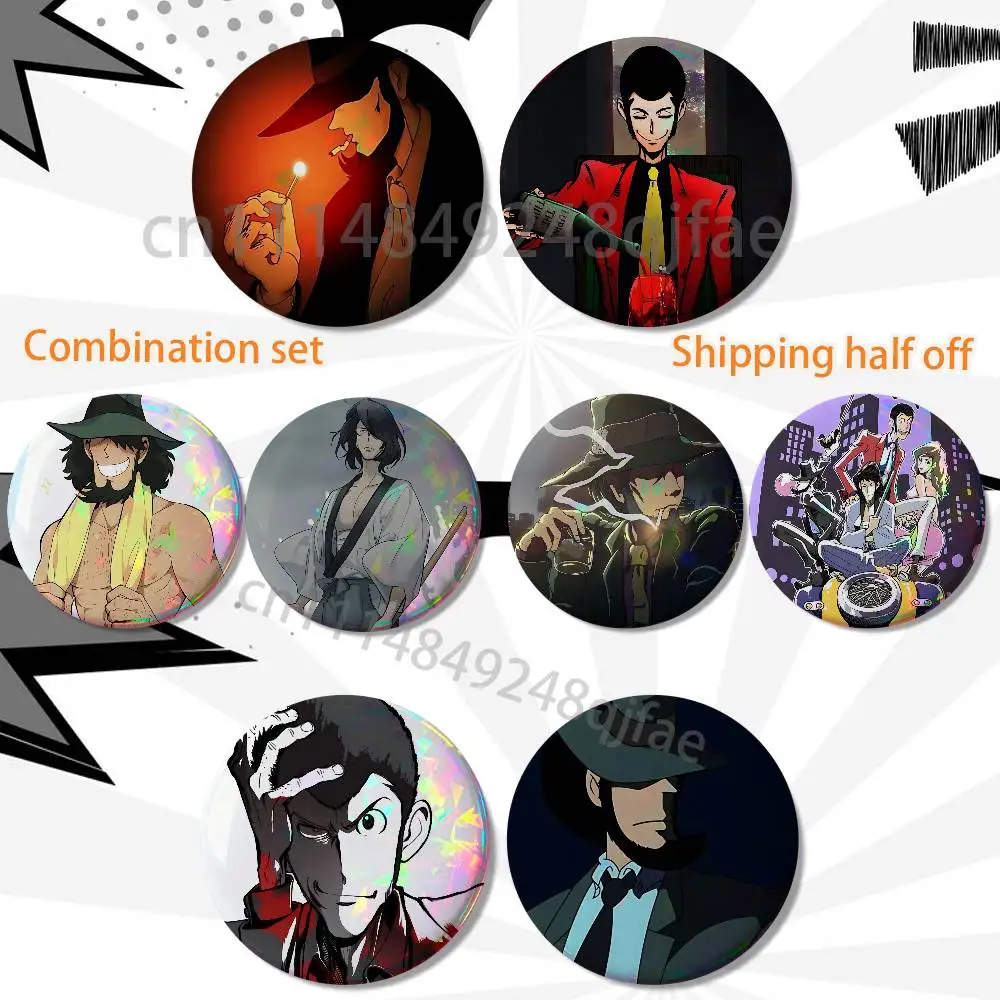 Goemon Ishikawa LUPIN Daisuke Jigen HD Print Round Lapel Pins Pretty Derby 2 piece set Round Display Brooches Brooch Badges