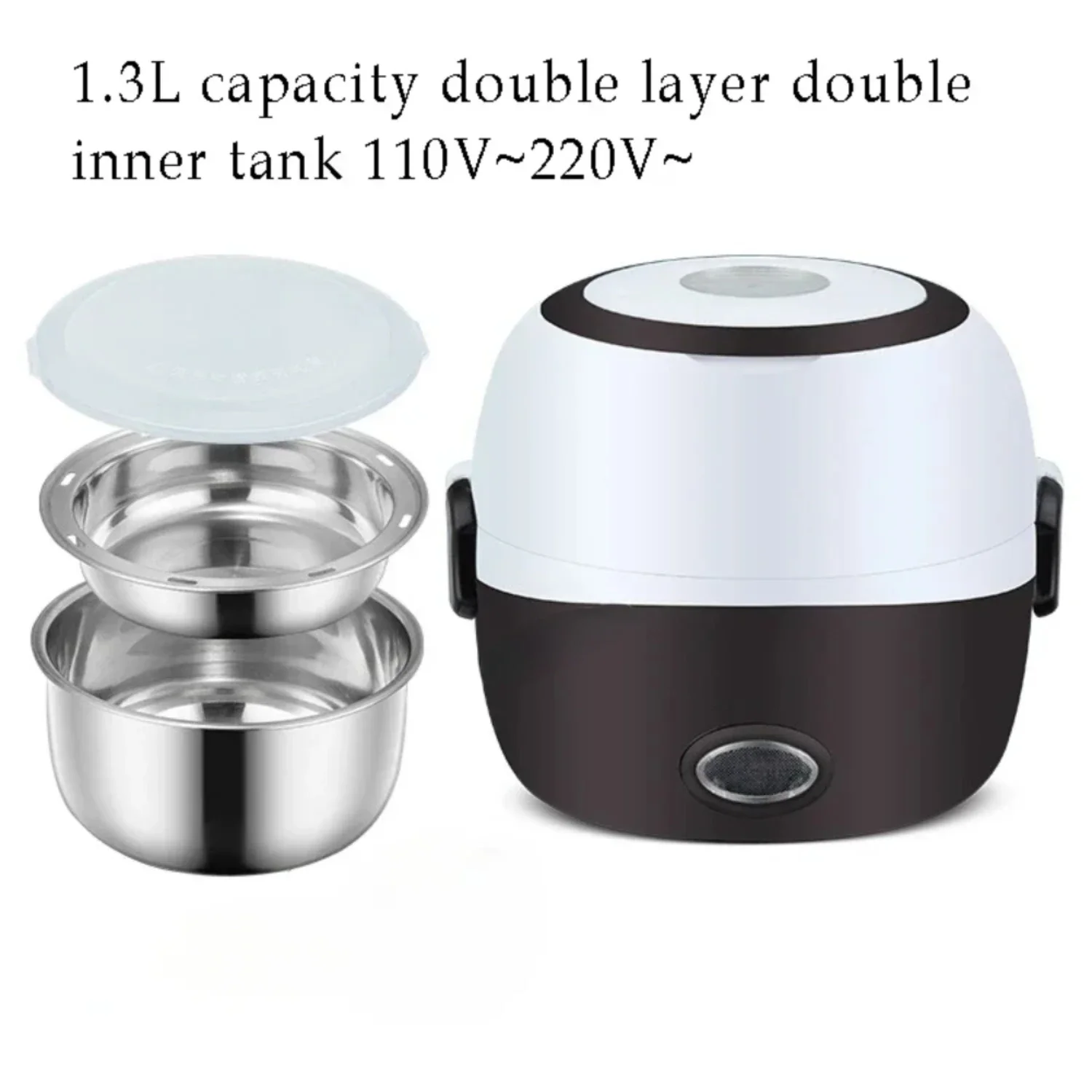 Portable Mini Stainless Steel Rice Cooker with 2/3 Layers Steamer - Thermal Heating Lunch Box Food Container Warmer