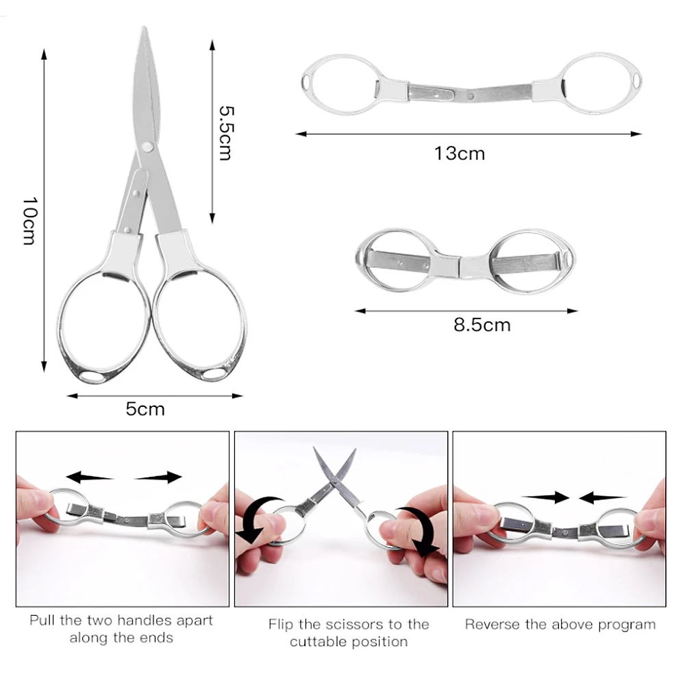 1/2/10Pcs Foldable Silver Scissors Stainless Steel Embroidery Sewing Fabric Cutter DIY Crafts Fishing Tool Smoking Accessories