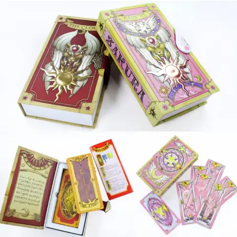 Anime Card Captor Sakura 1 Set Card Captor Sakura Clow Cards Kinomoto Tarot Book Magic Book Cosplay Deluxe Edition Prop Gift Toy
