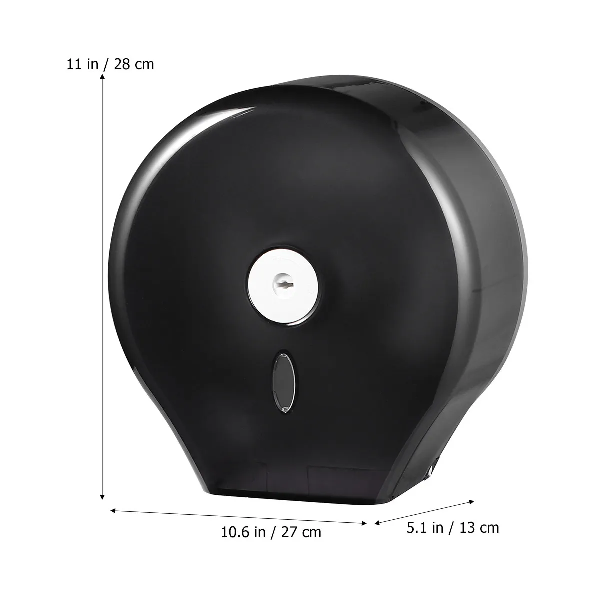 Round Black Roll Paper Holder Wall-Mounted Bathroom Tissue Dispenser Lockable Key Design for Hotel Office School Public Places