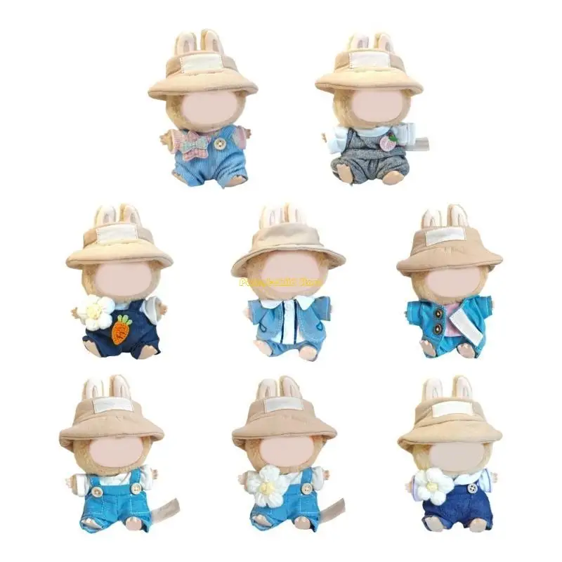 

WXTD 15cm Doll Wardrobe Essential Doll Overalls and Hat Set for Anime Figure Doll Display Dressingup Costume and Accessories