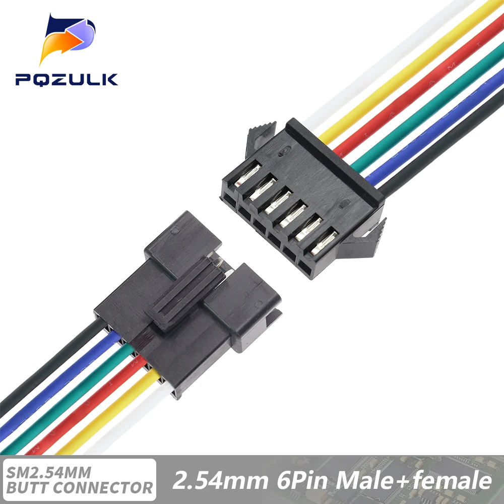 10PCS JST SM 2/3/4/5/6Pins 2,54 MM Stecker Männlichen zu Weiblichen Draht stecker kabel zopf Stecker LED Anschluss linie 20cm Lang