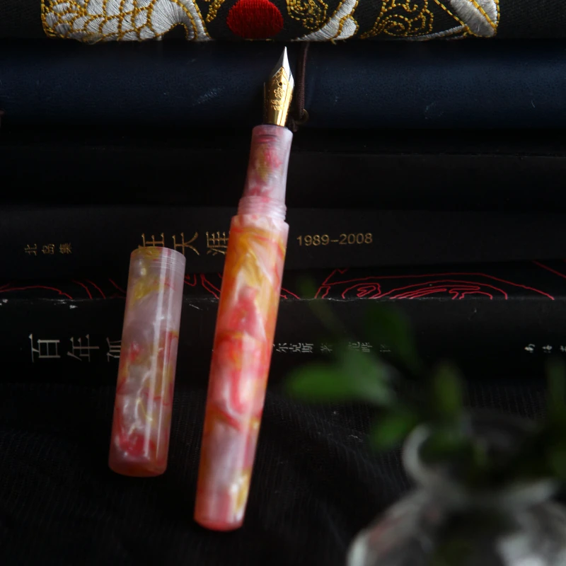 New Seventy-Two Pink Resin Fountain Pen Gold/Silver Blade F 0.5mm Nib Ink Pen Business Student Smooth Writing Office Gift Pen