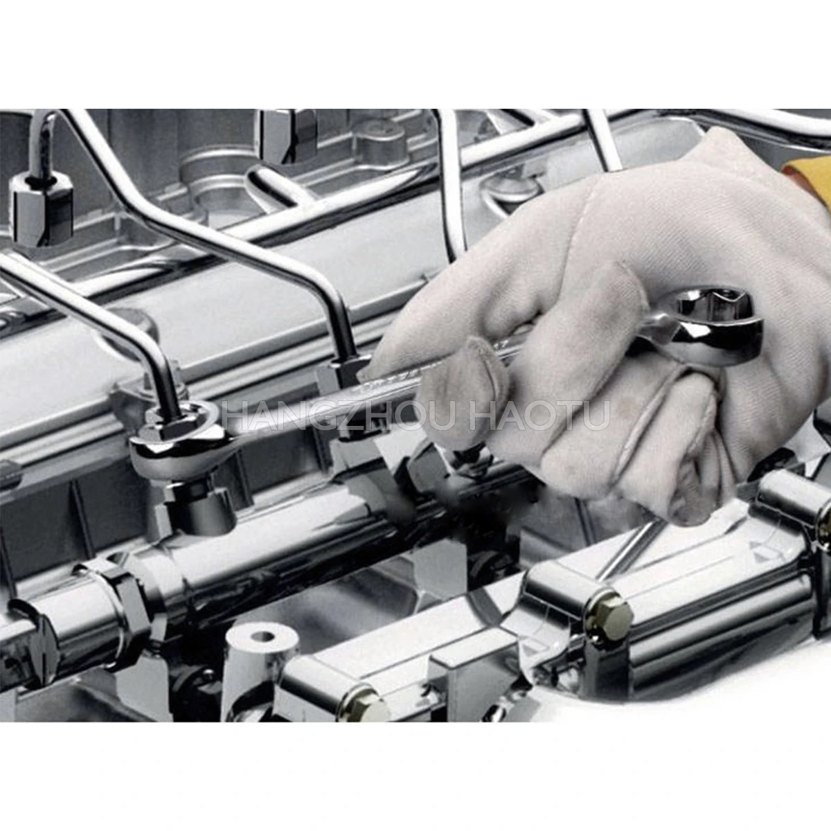 Регулируемый тип 8-19 мм, сверхмощный двойного назначения, фиксированная головка, раструбная гайка с открытым концом, гибкая трубка, полуоткрытый ключ с храповым механизмом, узкие пространства